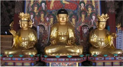 대구 용연사 목조아미타여래삼존좌상 및 복장유물 사진